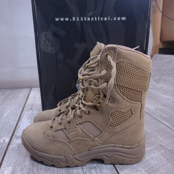 5.11 Tactical Taclite Boot Mens 4 Coyote 8" Lightweight Combat Air Mesh Panels - Picture 1 of 9